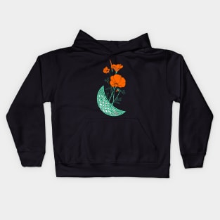 California Poppies with Pictish Moon Bloom Kids Hoodie